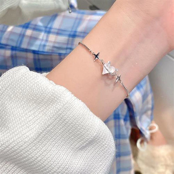 铜合金手链 梅姐饰品2502 轻奢设计感爱心手链女冷淡风抽拉手饰