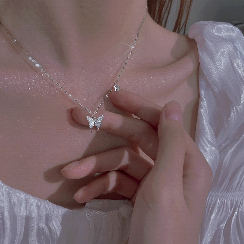 铜合金项链 梅姐饰品2175 轻奢设计感蝴蝶项链女ins颈链锁骨链