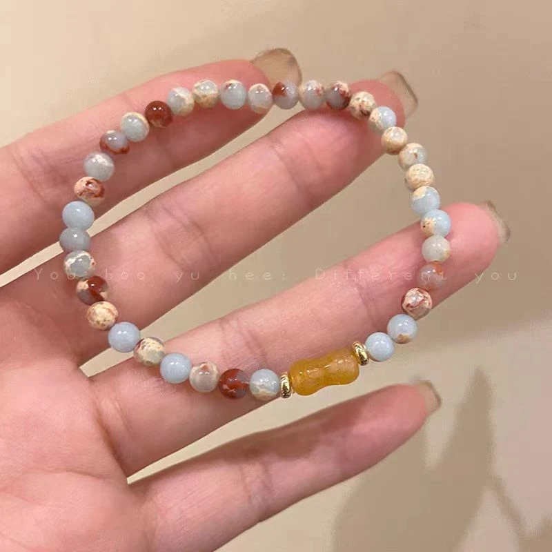 铜合金手链 梅姐饰品2152 新中式竹节编织串珠手链女