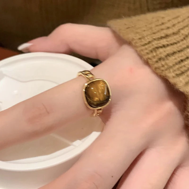 铜合金戒指 梅姐饰品2560 复古高级感开口戒指女设计感食指戒指环