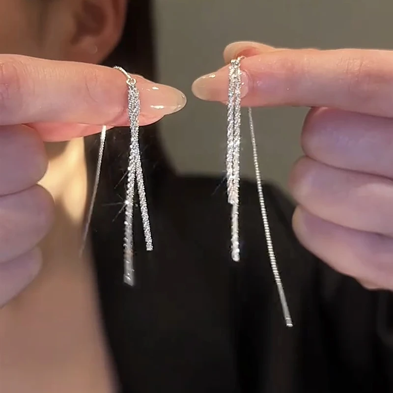 铜合金耳饰 梅姐饰品2800 轻奢高级感银河流苏耳环气质显瘦耳饰