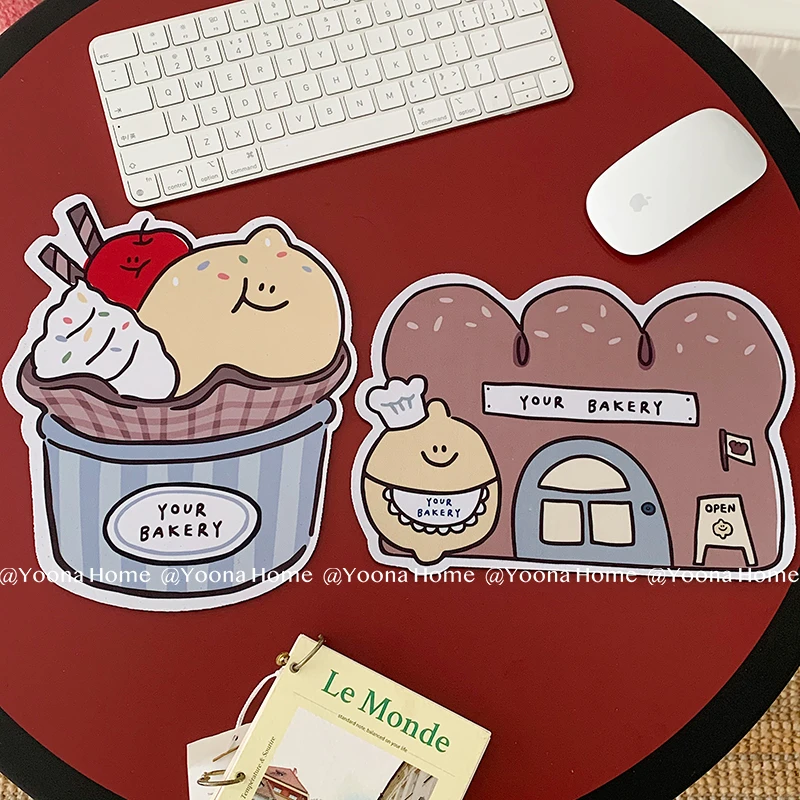 ins自制韩国冰淇淋吐司面包笑脸加厚防滑烘焙店鼠标垫餐桌隔热垫