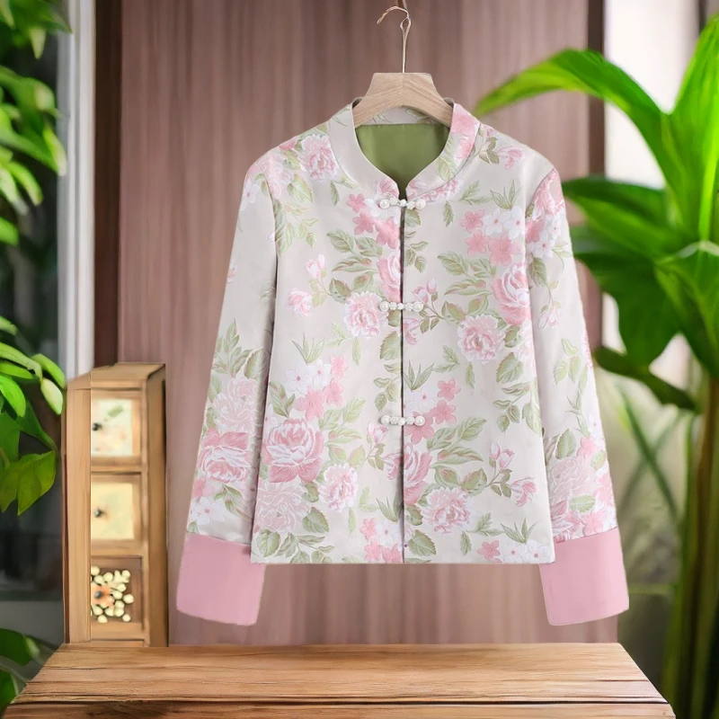妈妈秋装2024新款新中式国风外套中老年女装春秋高贵气质夹克上衣