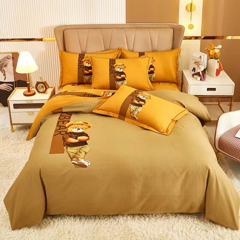 【小明/XIAOMING】酷潮熊 新款加厚纯棉四季款床品大版印花四件套