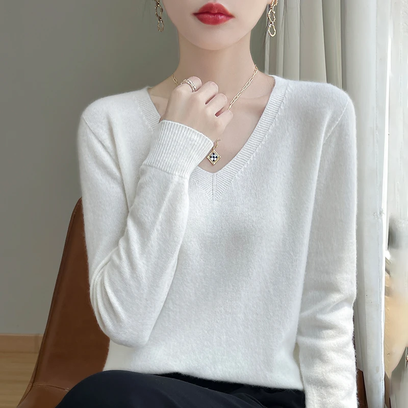 V领针织衫纯色休闲百搭薄款简约加厚 通4