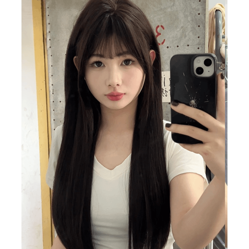 假发女款长发齐刘海黑长直全头套式时尚自然仿真发整顶假发全头套