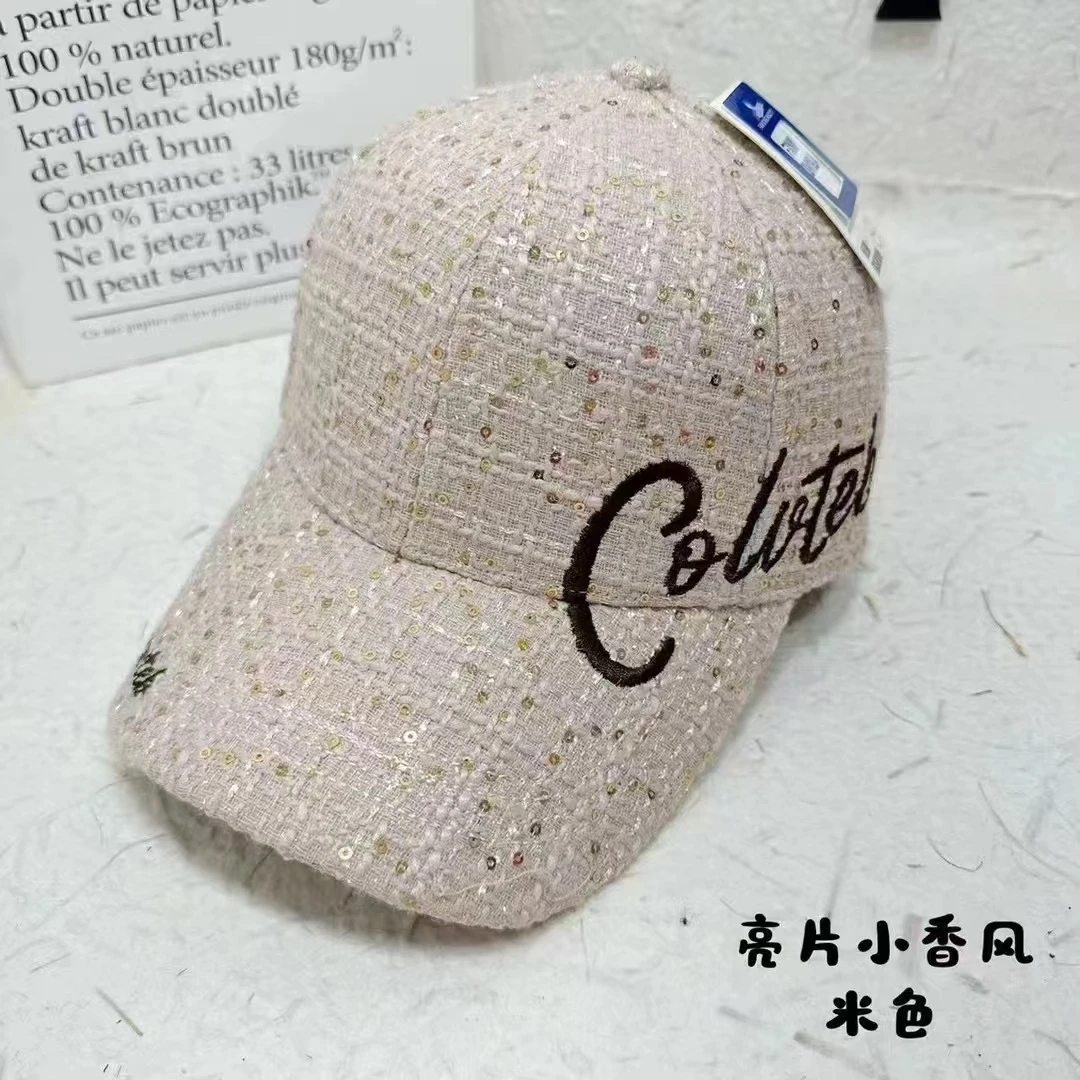 秋冬新款字母cloud亮片小香风棒球帽