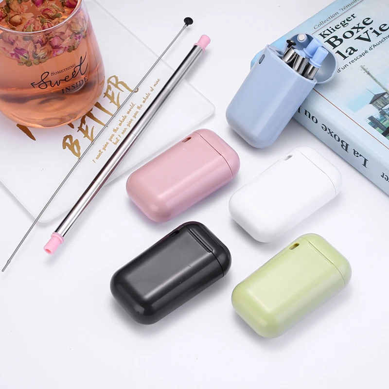 【星】304不锈钢折叠吸管易清洁可重复使用硅胶便携折叠吸管套装