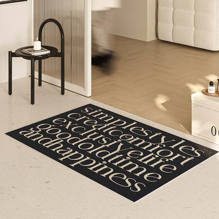奶油色耐脏丝圈入户门地垫玄关可定制裁剪地毯ins网红脚垫子家用