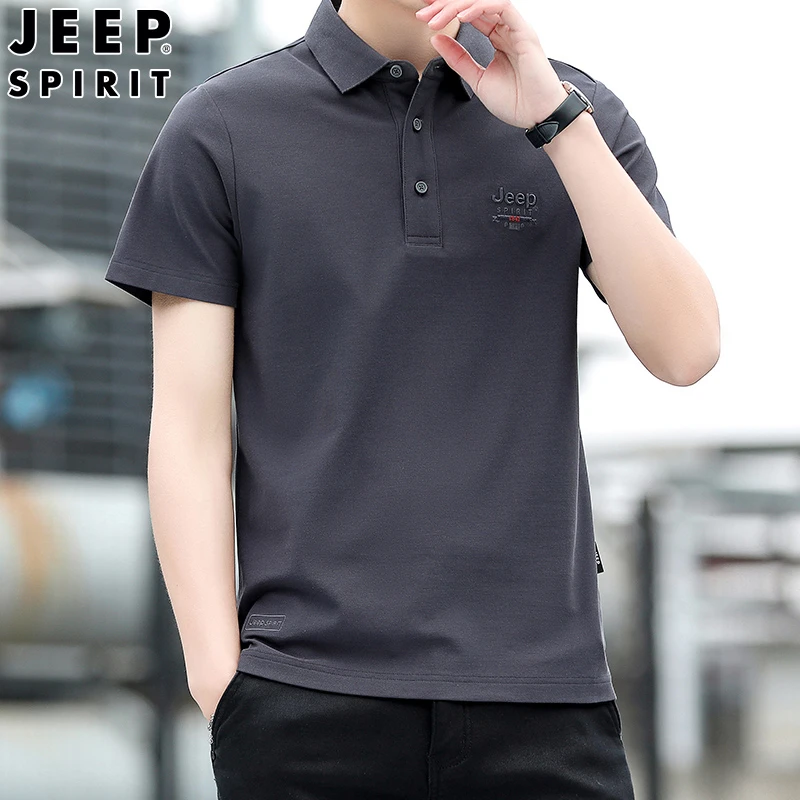 JEEP SPIRIT舒适索罗娜大码polo衫半袖男夏季透气商务翻领短袖t恤