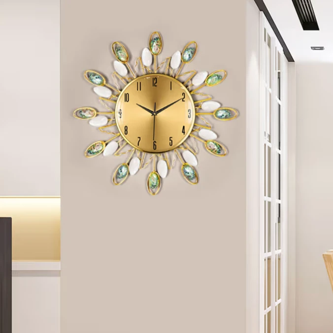 WEIMEISHI新西兰鲍鱼贝 黑蝶贝轻奢时尚客厅家用卧室简约静音挂钟