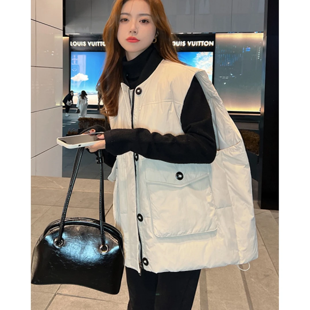 休闲羽绒马夹女款2023年秋冬季新款韩版宽松无袖羽绒马夹网红外套