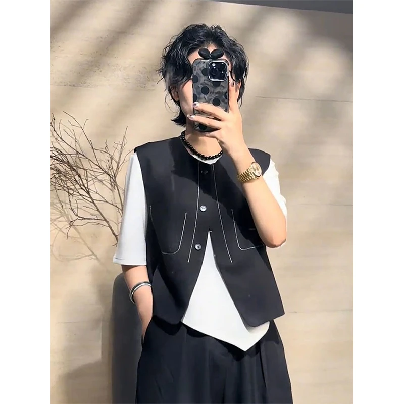 西装马甲女外套2025秋季新款高级感气质时尚休闲短款马夹坎肩上衣