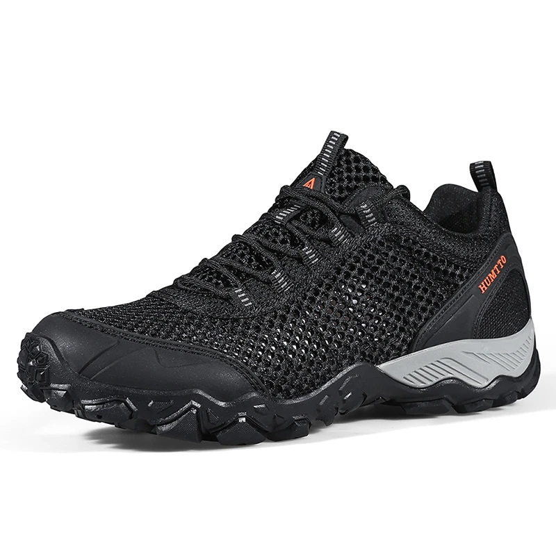 悍途登山鞋网面鞋夏季黑色网面户外徒步鞋男士轻便防滑爬山涉水鞋