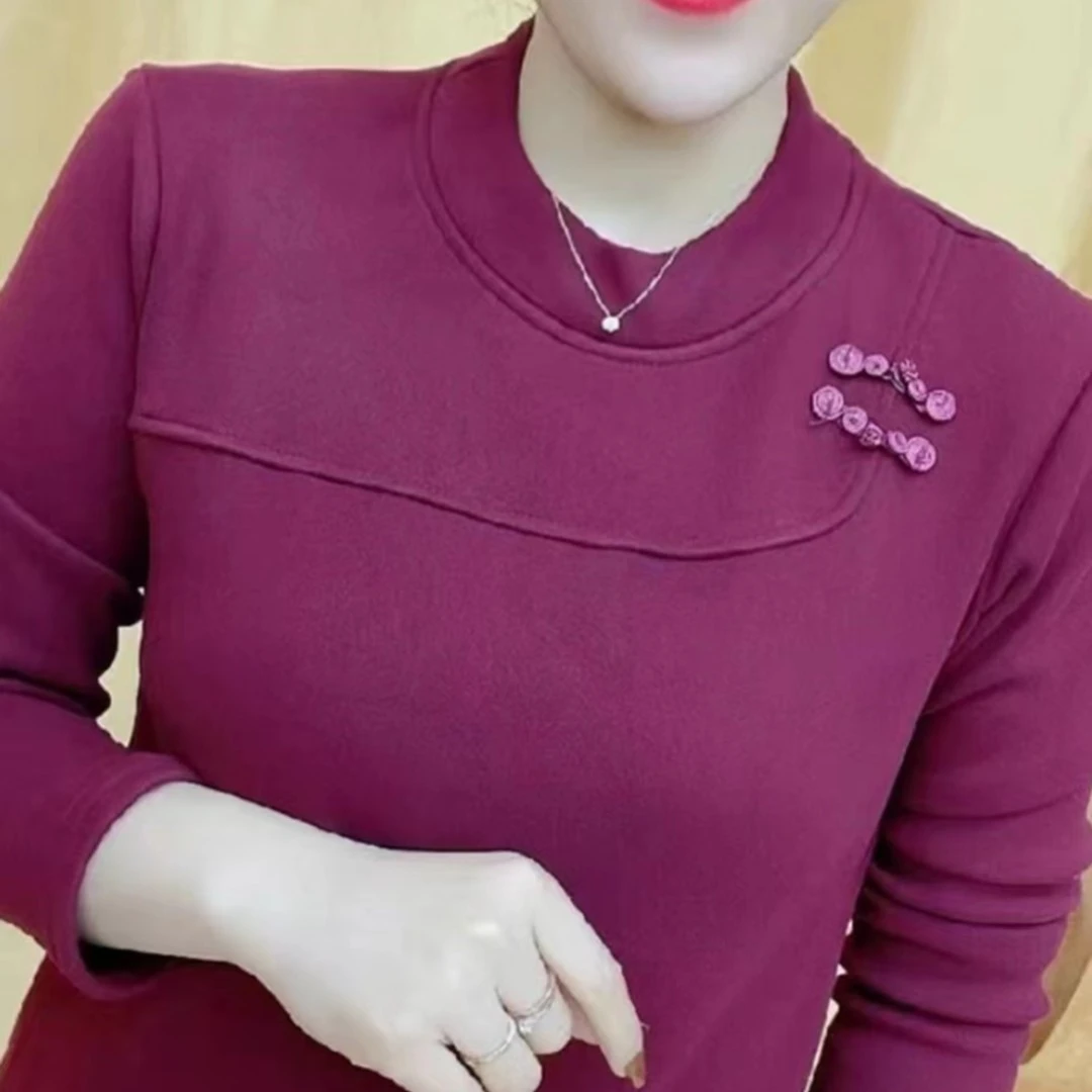 加绒加厚时尚显瘦德绒冬季新款卫衣女气质简约打底衫妈妈上衣潮PK