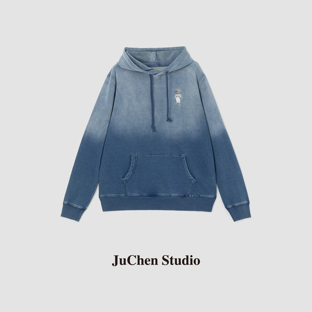 “关于小熊”拿捏色彩RL刺绣渐变重洗水美式慵懒连帽卫衣FW81840-16