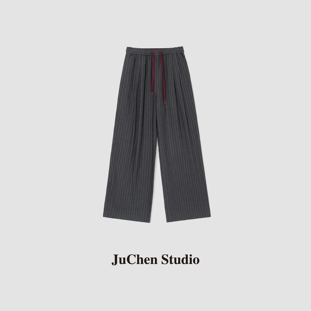 “夏尔线谱”不费力时髦多重奢料交织撞色条纹老爹裤 JY2420035-04