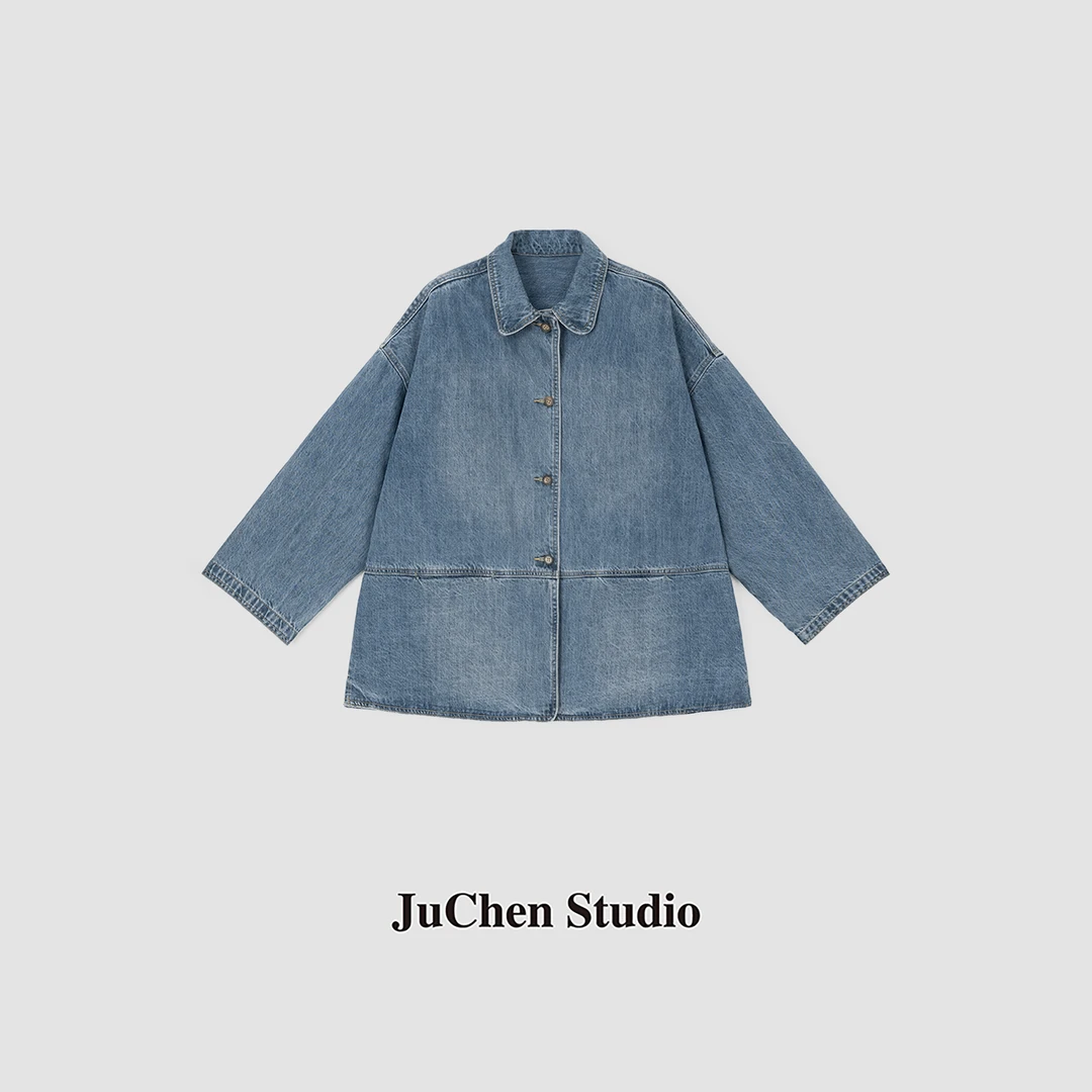 酵素水洗土耳其全棉复古褪色日式阿美咔叽牛仔外套FW240731-54