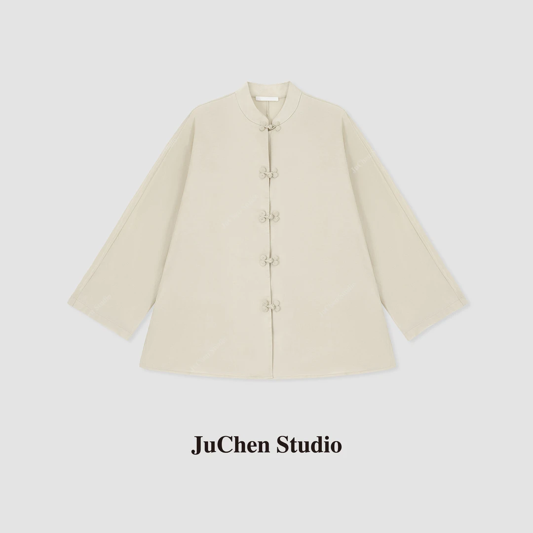 “谦谦”改良中式双耳盘扣长丝棉麻丝滑小立领上衣SS022072