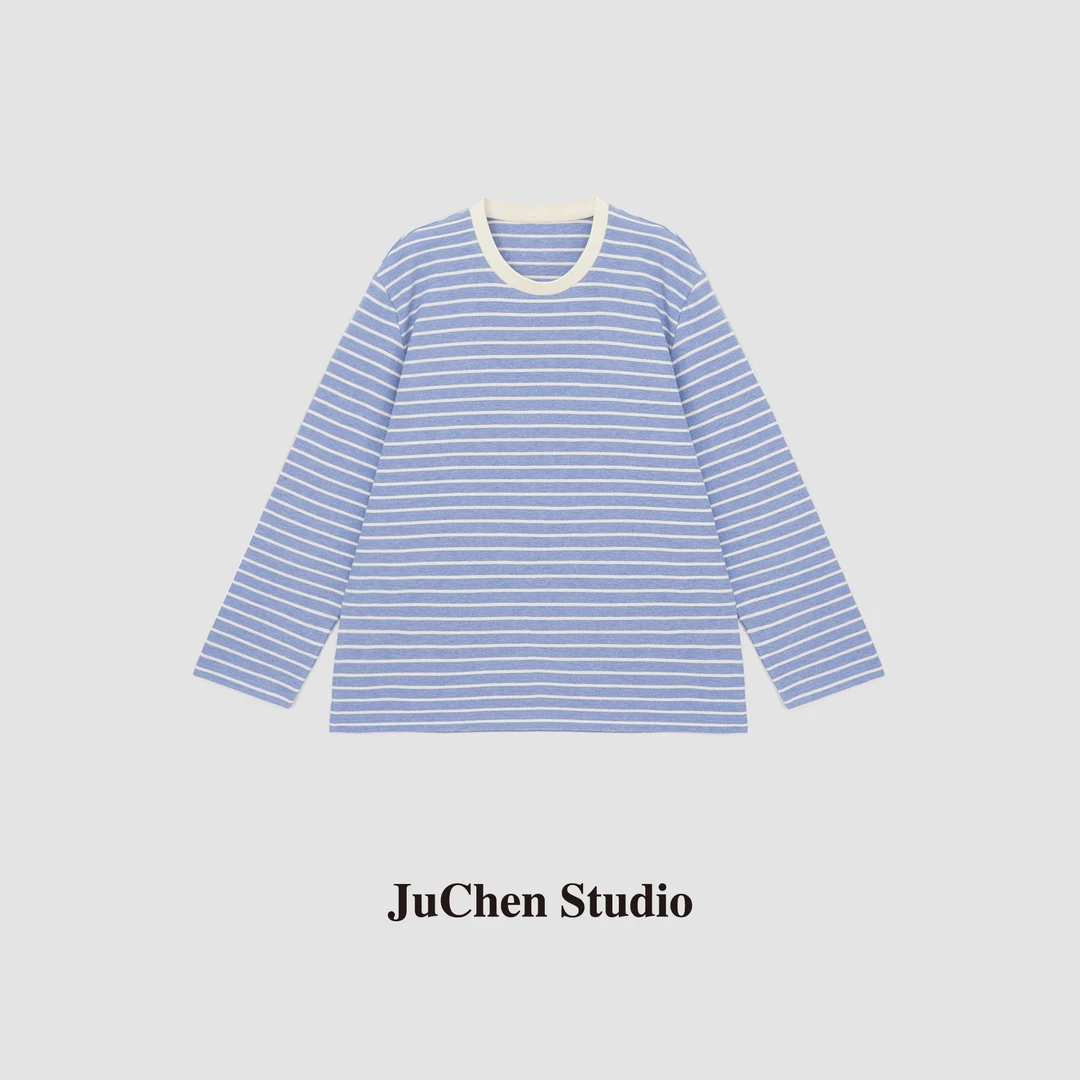 经典海魂衫 BF风奶油立体肌理条纹大版补丁长袖T恤 FWD25623-131