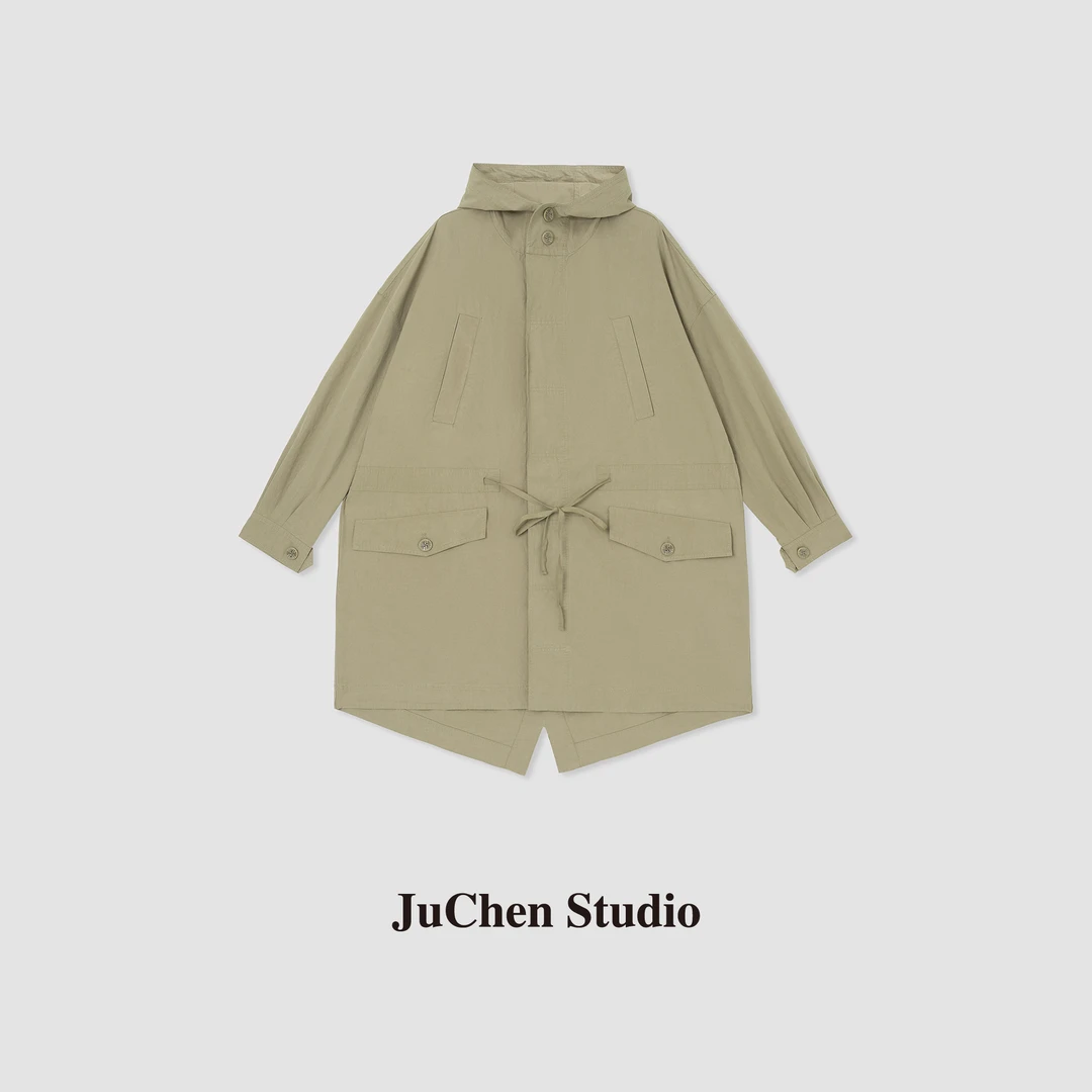 “京都街头游记”盐缩长绒棉廓形纸感风衣外套FW062621