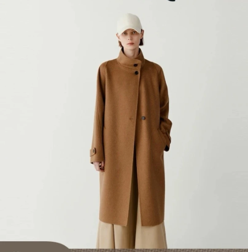 之禾雅丹老钱风中长款双面手工大衣8122