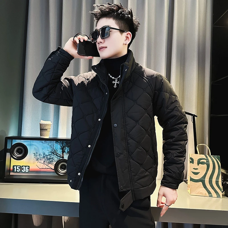 潮牌立领爆款棉服男冬季2023新款轻薄保暖棉衣男士高级感冬装外套