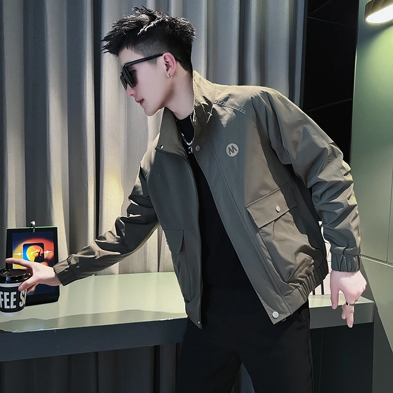 潮牌工装外套男春秋季韩版潮流痞帅男装短款夹克2024新款春装上衣