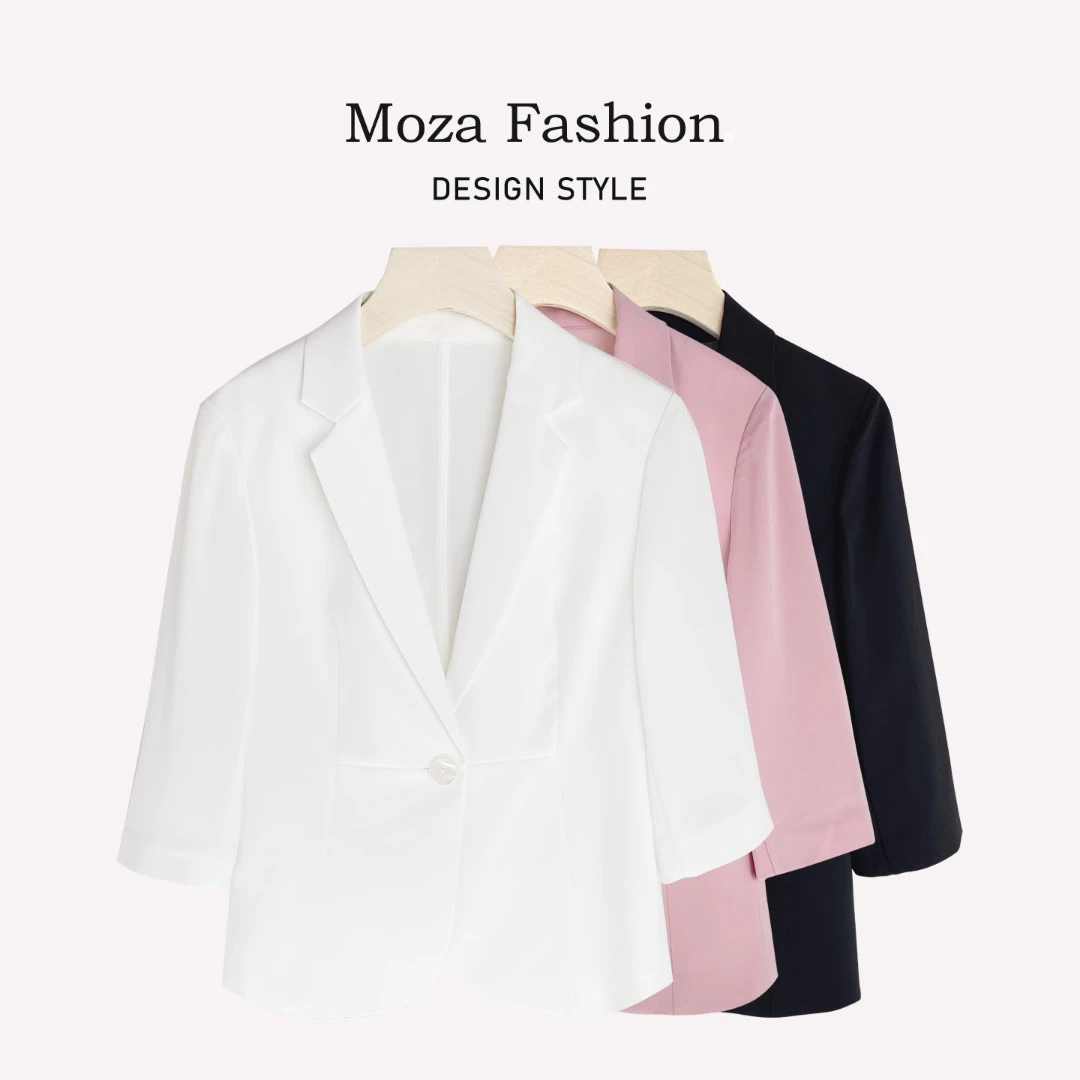 【何以慢】醋酸夏季轻职薄款一粒扣西装七分袖显瘦西服A3-A3379