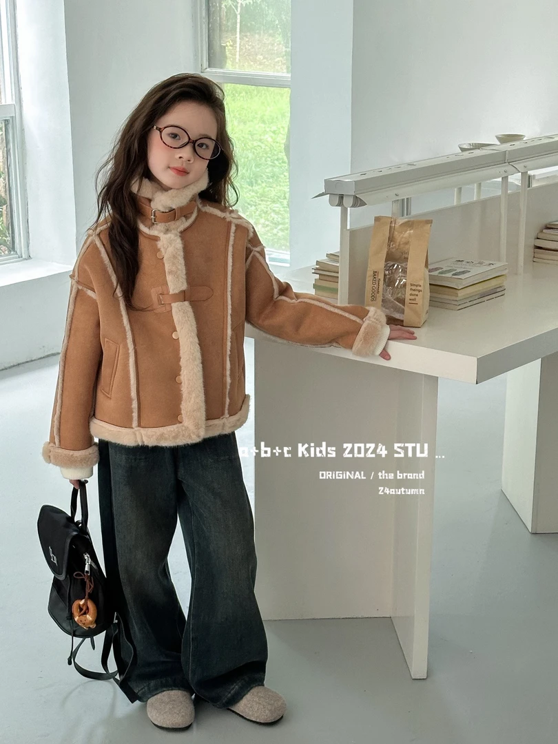 女童皮毛一体外套加绒内里棉服外套毛毛衣皮衣冬季洋气加厚92280