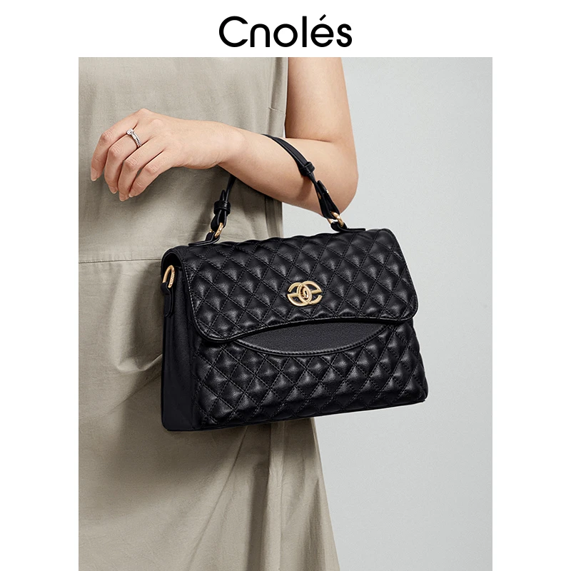 【Cnoles官方正品】手提包菱格包包女包小众高级感单肩斜挎包通勤包