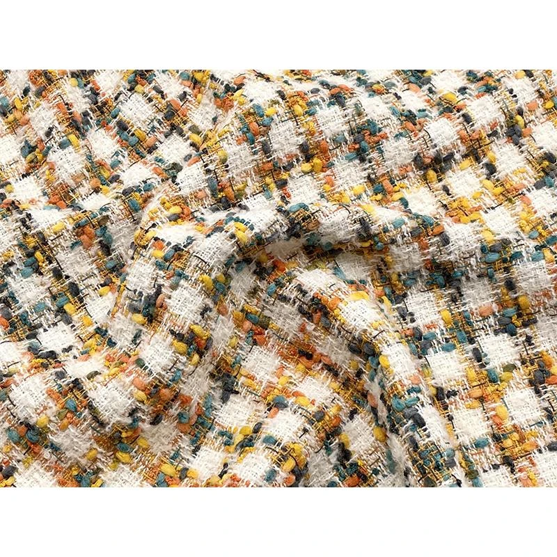 布艺岛 彩色编织小格纹粗花呢小香风面料 小外套连衣裙布料A