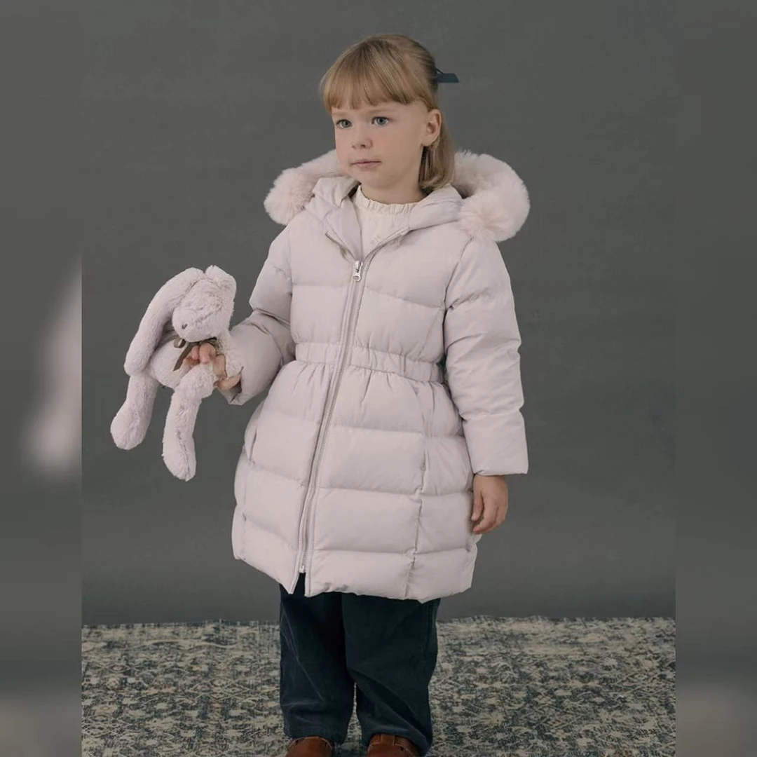 韩单susu童装24冬新款女童宝宝连帽加厚外套保暖羽绒服棉袄外套