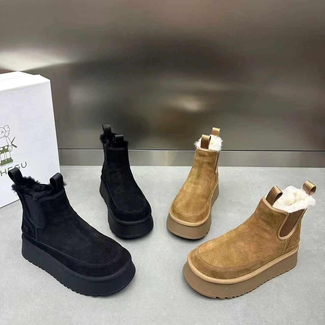 2024年秋冬新款内增高雪地靴加绒加厚保暖棉鞋厚底休闲爆款马丁靴
