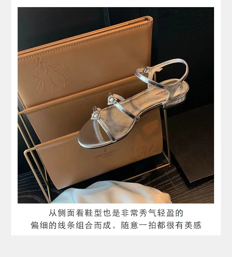 2025新款时尚平底凉鞋夏季一字带高跟鞋气质百搭露趾细跟凉拖鞋