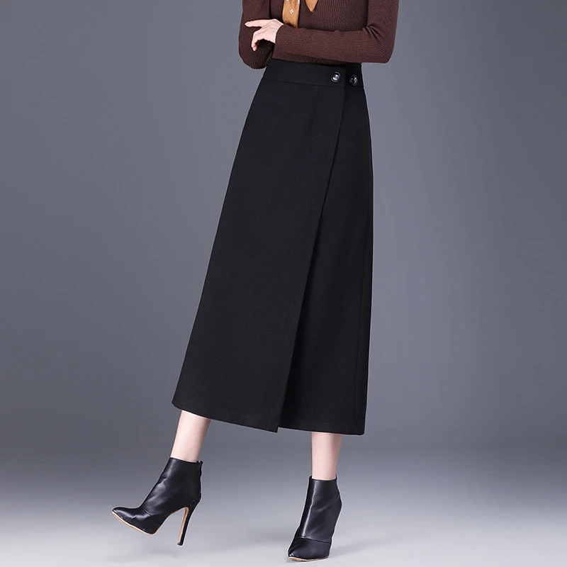 半身裙女秋冬新款气质长裙别致独特裙子直筒中长款开叉包臀裙