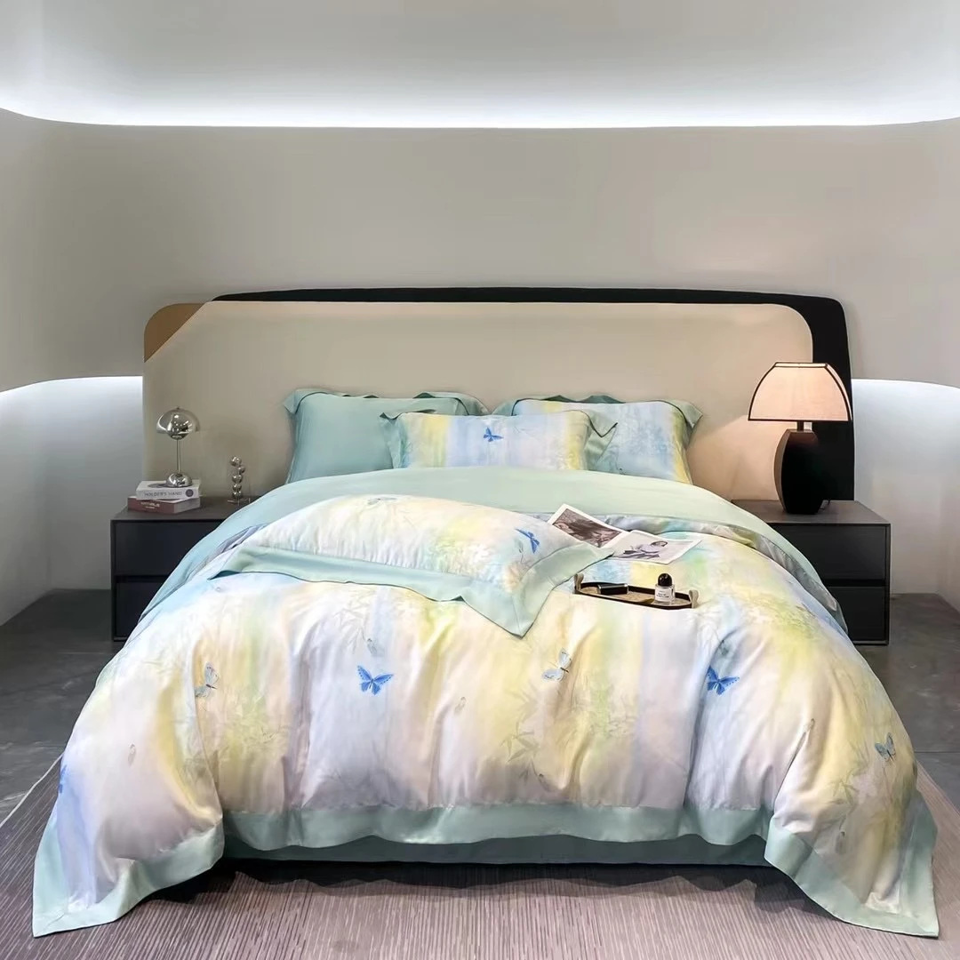 伟杭严选      洋气款边120支莱赛尔天丝四件套四件套  亲肤