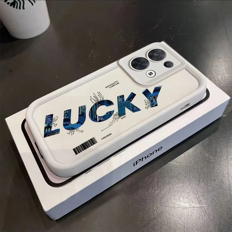 适用OPPOReno8手机壳PGBM10个性全包女款创意防摔彩绘潮电路LUCK