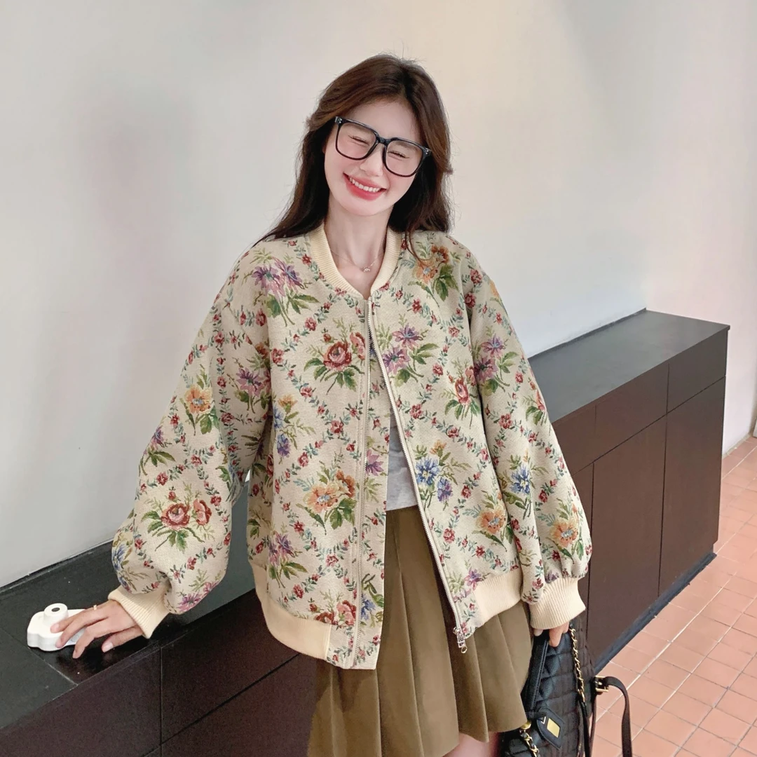 独特超好看外套女春秋2025新款时尚洋气设计感小众提花棒球服夹克