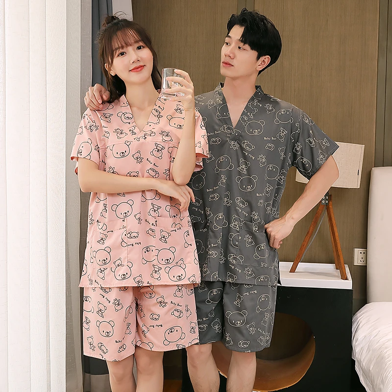 纯棉汗蒸服女新款大码套装足疗家居服睡衣按摩洗浴男款浴衣