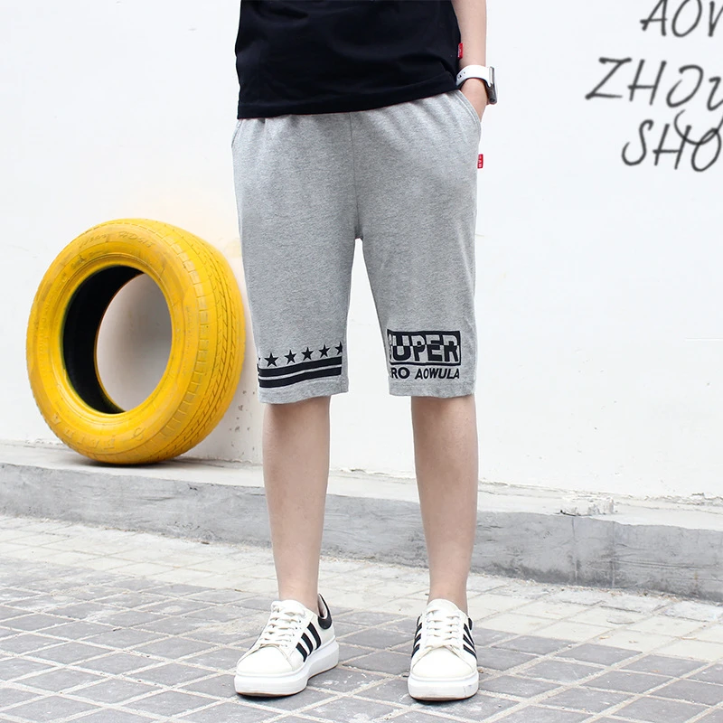 童裤夏季新款韩版男童运动中裤 中大童纯棉透气薄款儿童休闲裤子