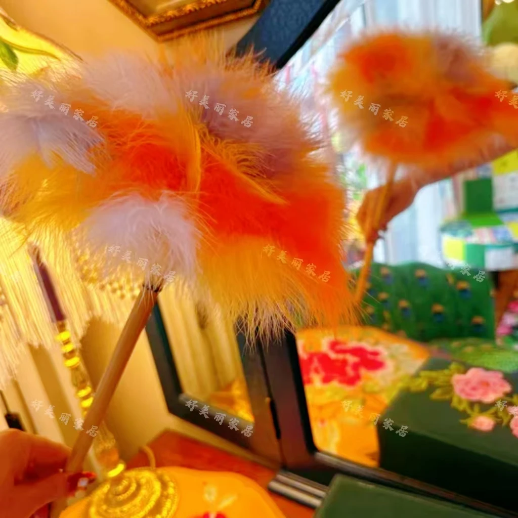 时尚轻奢彩色火鸡毛掸子静电除尘家用除尘摆件