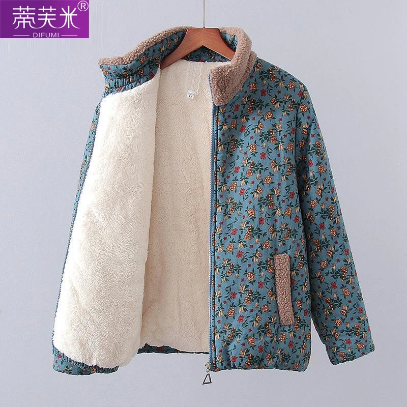 妈妈冬装新款棉衣洋气中老年人棉服外套女秋冬季加绒保暖棉袄上衣