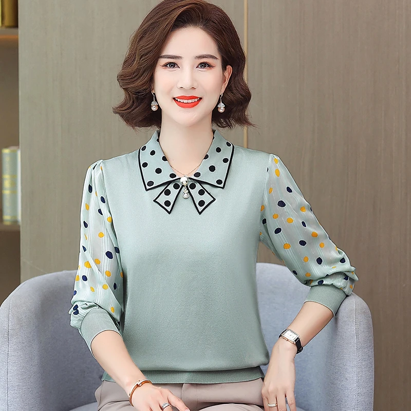 妈妈春装洋气长袖T恤女40-50岁中年人春季打底衫中老年春秋上衣服