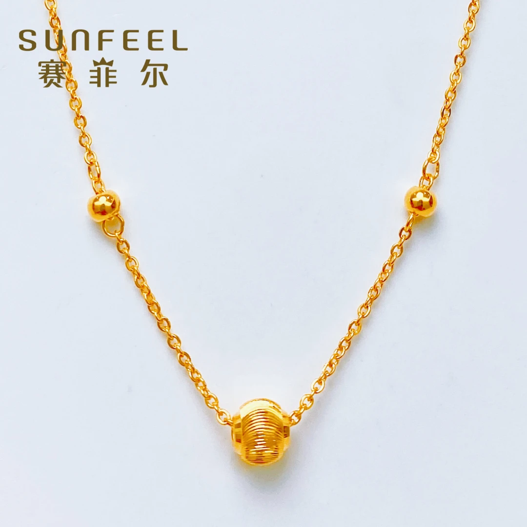 SUNFEEL/赛菲尔足金时尚猫眼珠珠黄金项链JS1026004