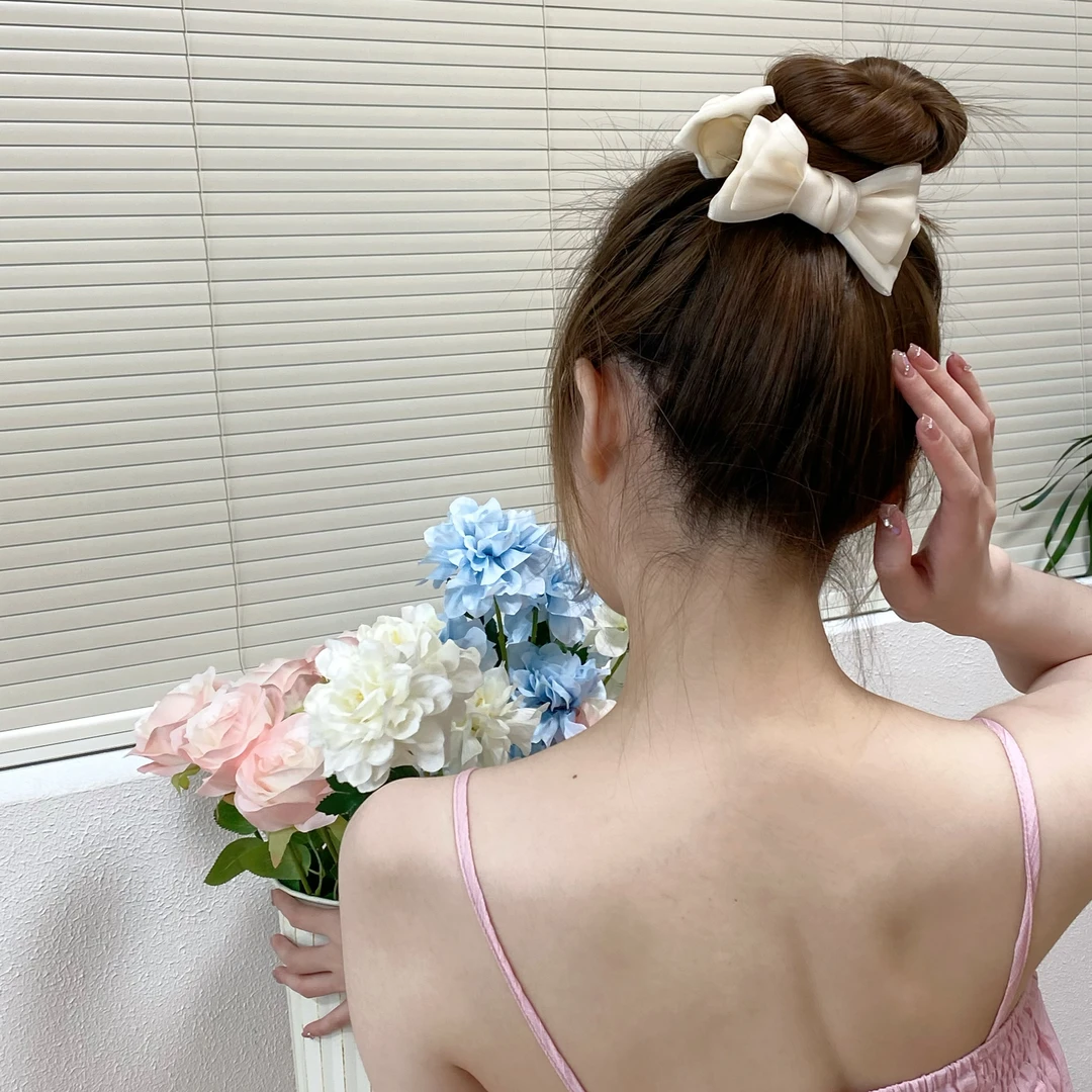 非金属亚克力发饰 AB面蝴蝶结丸子头抓夹网红气质发夹女后脑勺夹