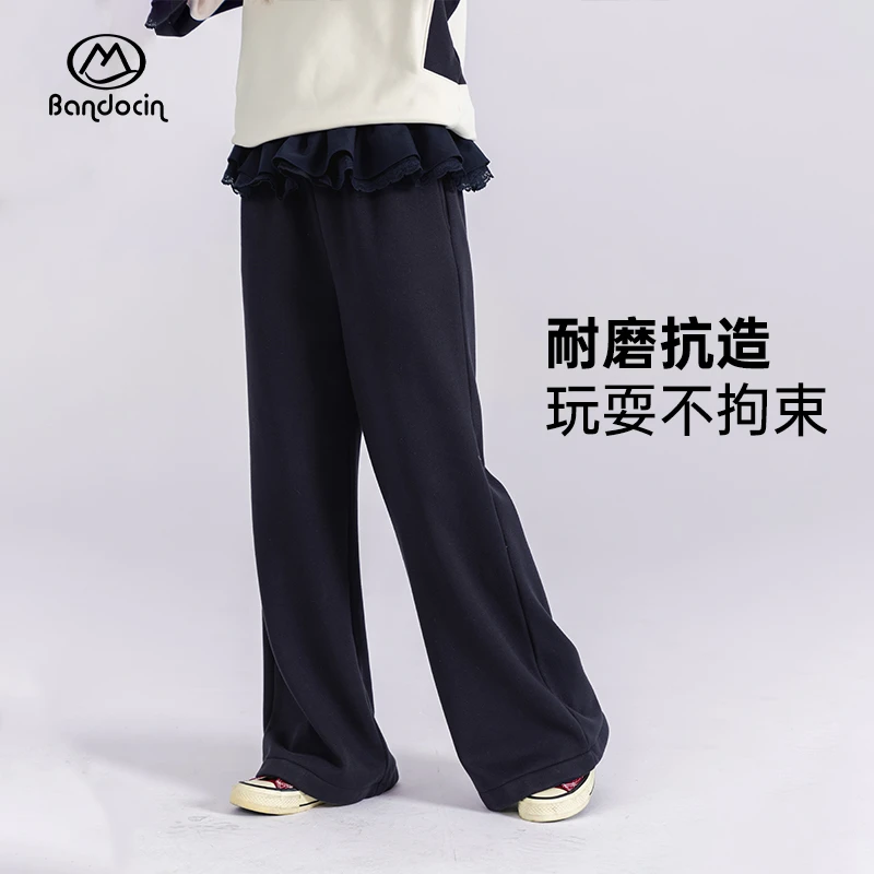 BANDOCIN/半度闲【城市户外】女童新冬季个性原创裙摆休闲加绒裤子