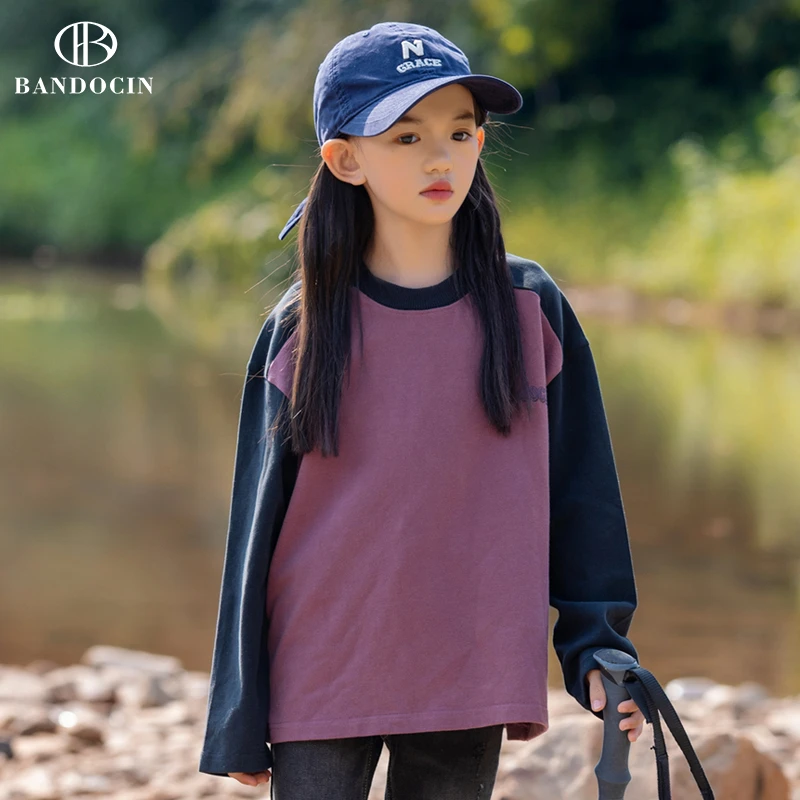 BANDOCIN/半度闲儿童冬季加绒加厚拼色保暖男童秋冬装长袖卫衣