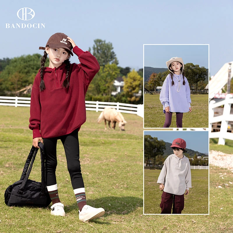 BANDOCIN/半度闲2024新款冬季中大童时尚洋气百搭长袖连帽卫衣