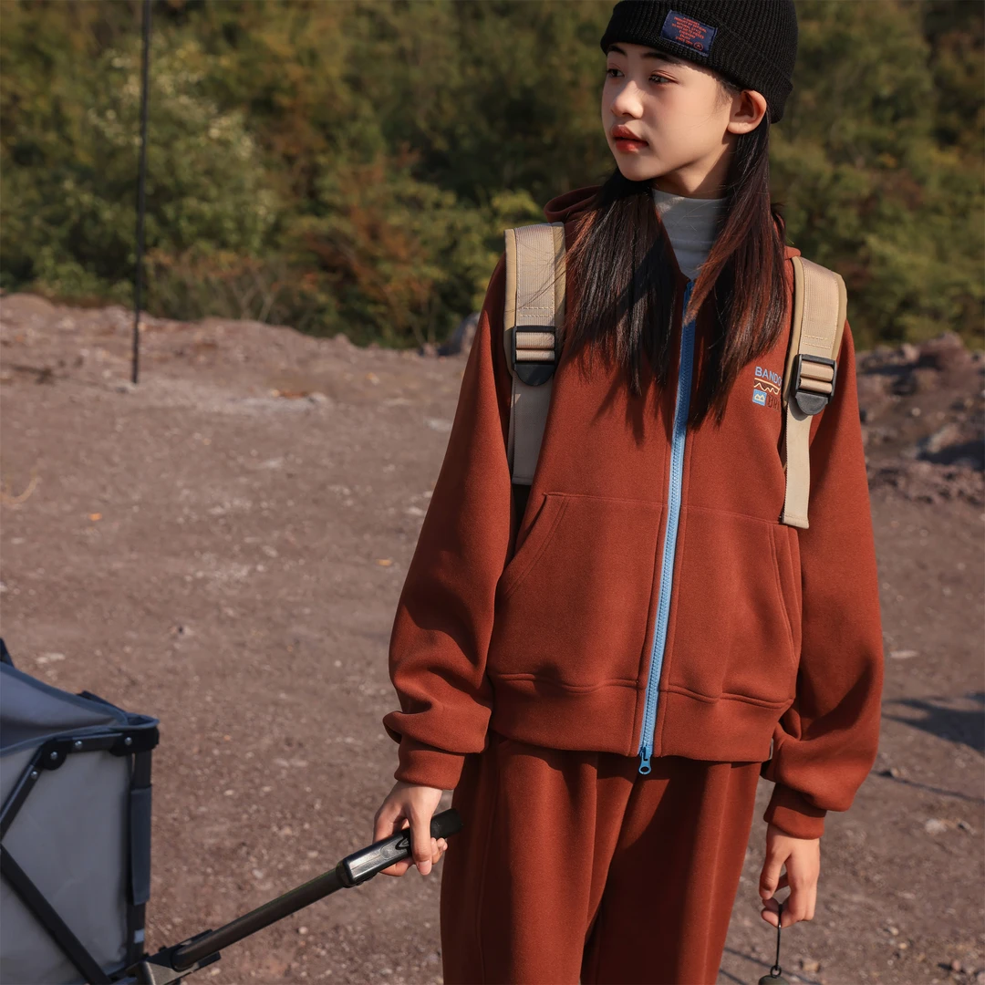 【清仓款】高能感反季年新款户外休闲时尚运动宽松保暖儿童两件套